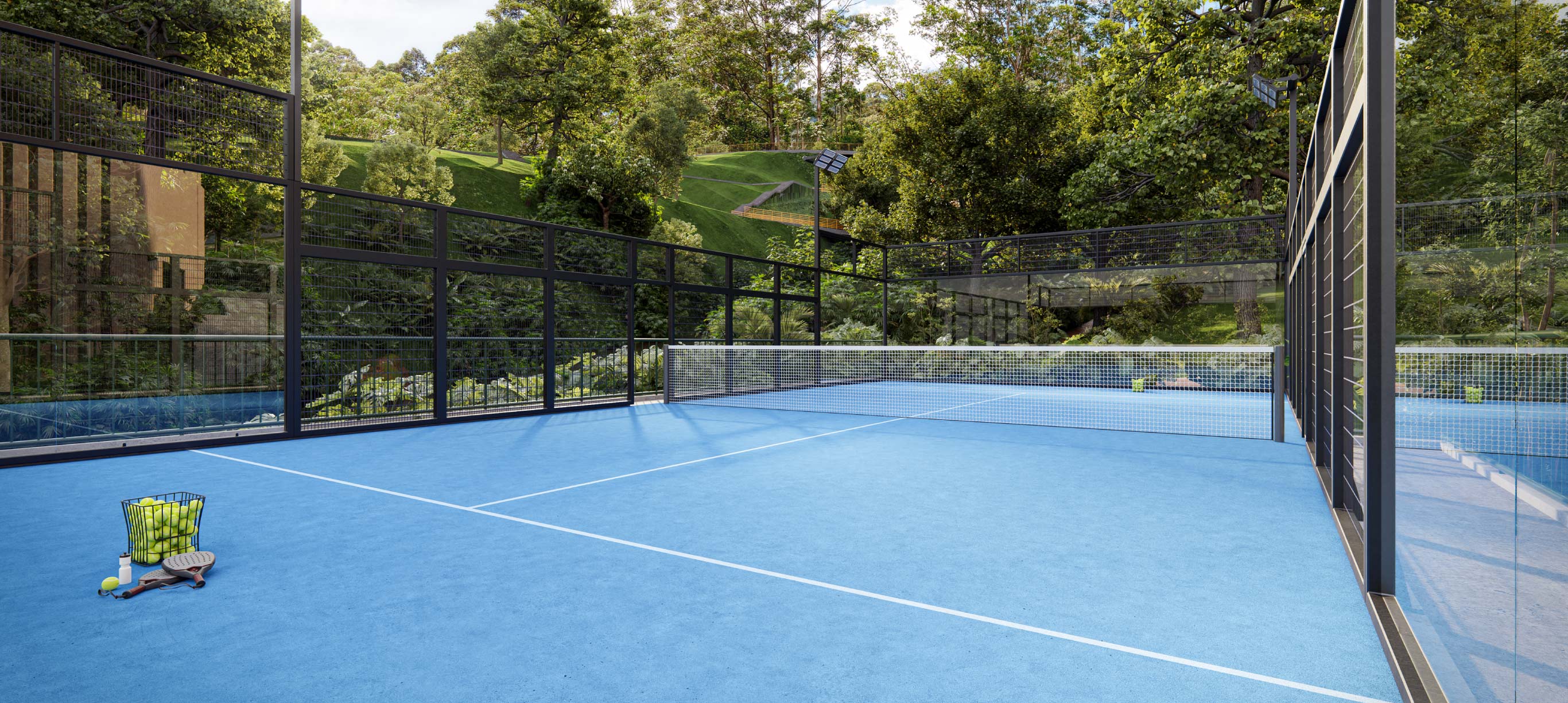 Cancha de  padel del proyecto Madero de los Bosques